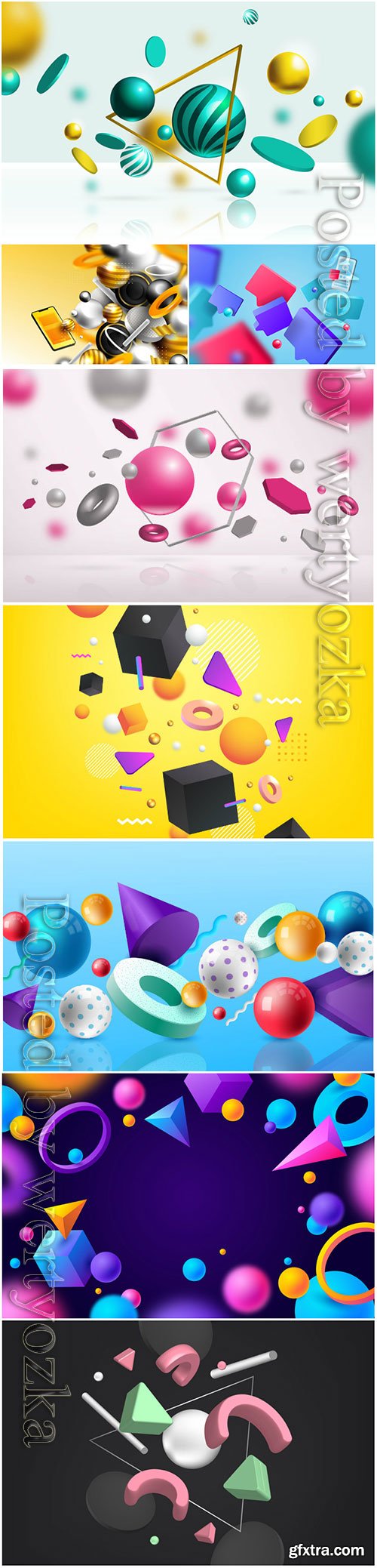 3d vector background with colorful shapes