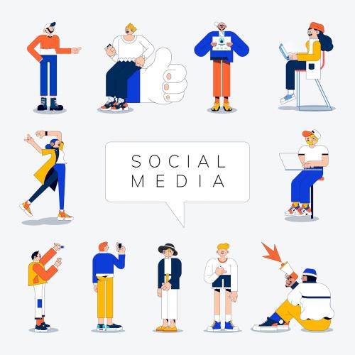 Illustration of diverse people on social media vector - 2017984