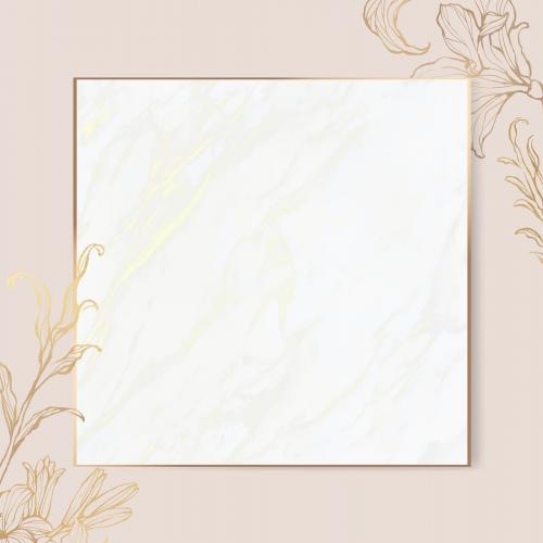 Gold floral frame on marble background vector - 2019687