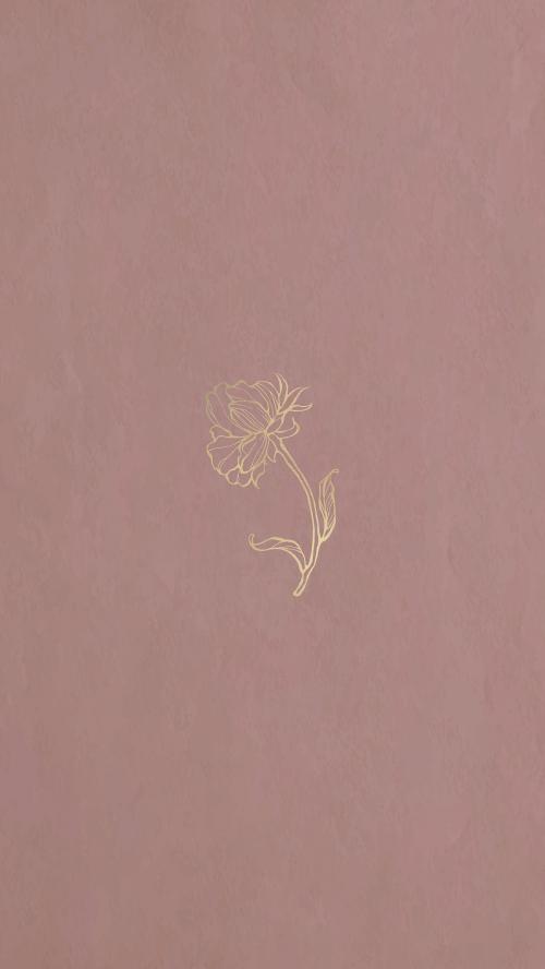 A gold flower outline mobile phone wallpaper vector - 2019737