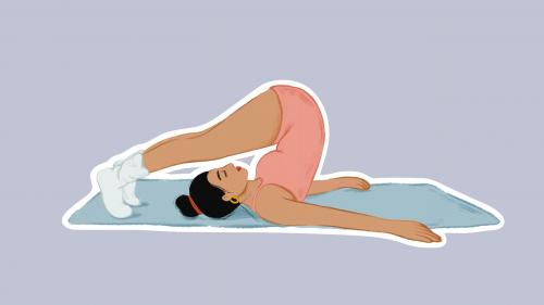 Girl doing a Halasana yoga pose sticker vector - 2023338