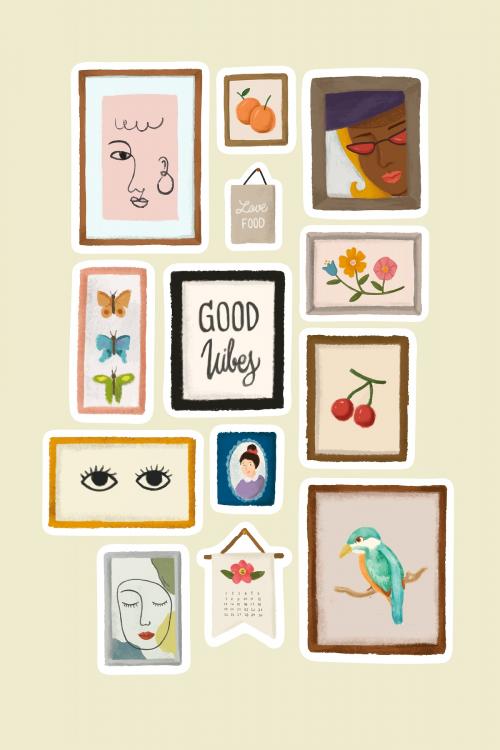 Memory frames collection sticker vector - 2023368