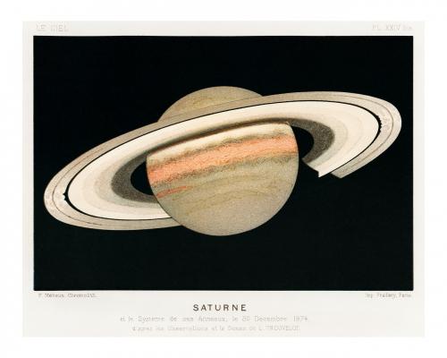 Vintage saturn illustration wall art print and poster design remix from original artwork. - 2267364