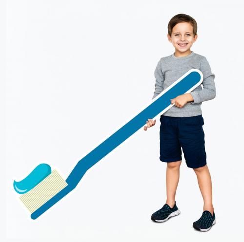 Cheerful kid holding a toothbrush - 492016