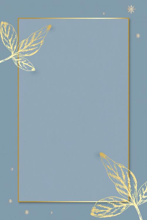 Gold leaves decorated on gold frame social ads background vector - 2028541