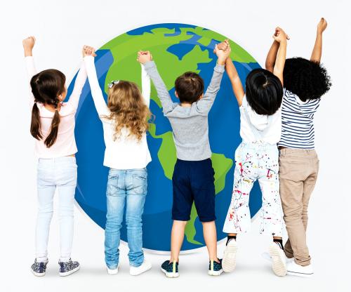 Diverse kids spreading environmental awareness - 492048