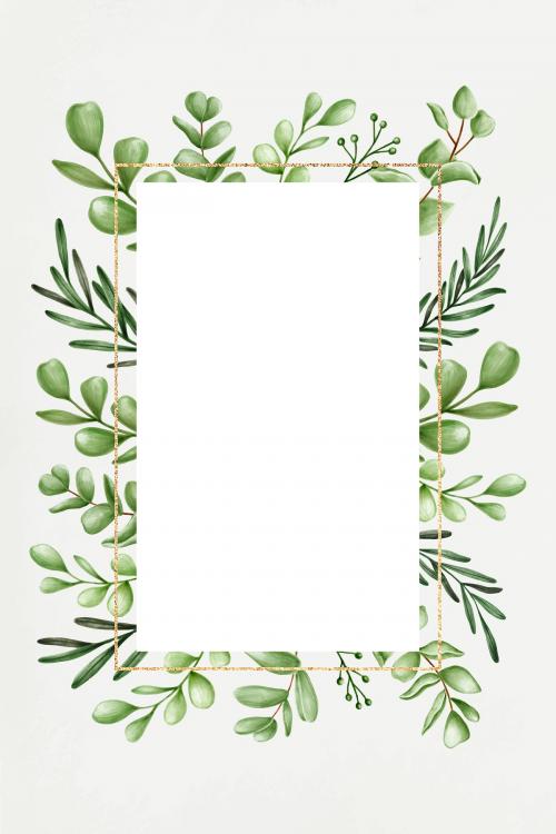 Green floral frame vector - 2032920