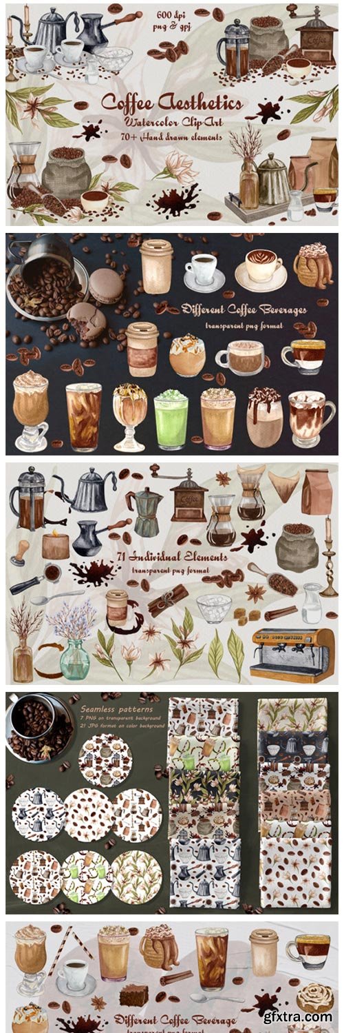 Coffee Aesthetics Watercolor Clip Art 4379691