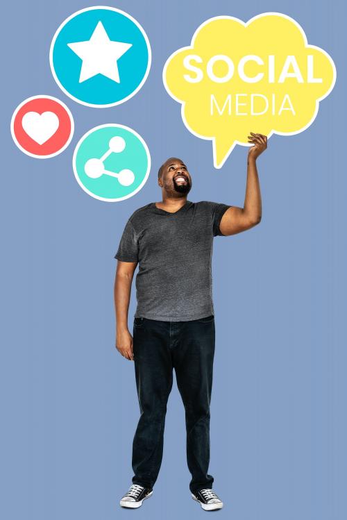 Man holding social media symbols - 492140