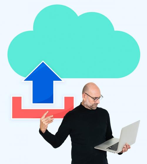 Man uploading to a cloud network - 492157