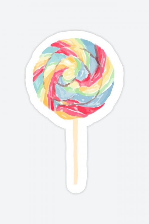 Colorful spiral rainbow lollipop vector - 2034584