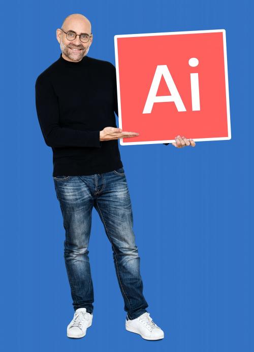 Man holding a board with Artificial Intelligence - 492195