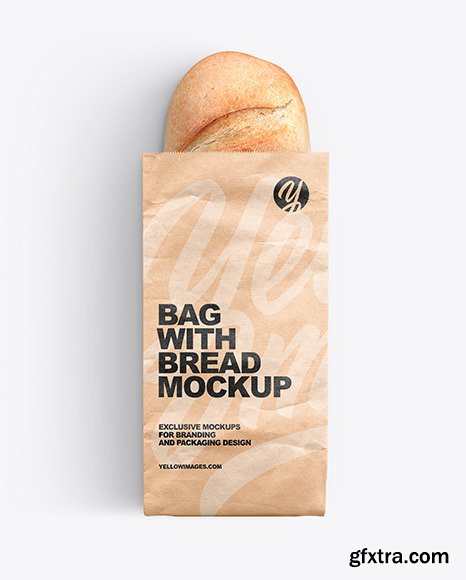 Paper Bag With Bread Mockup 62130