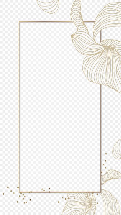 Golden floral rectangle frame mobile phone wallpaper transparent png - 2027181