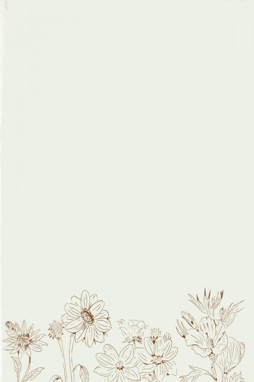 Hand drawn wildflowers patterned on beige background template vector - 2042032