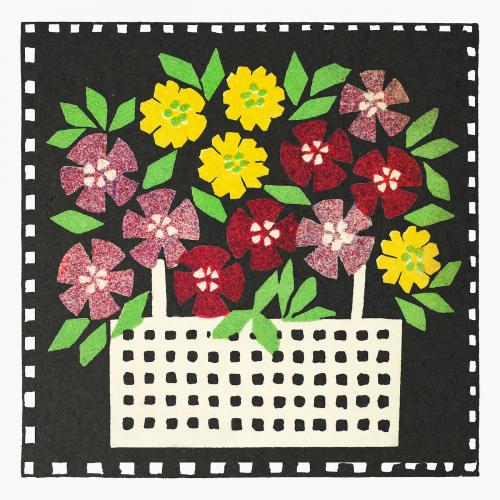 Basket of flowers vector - 2109666