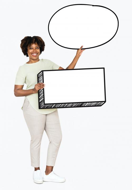 African American woman holding empty banners - 491052