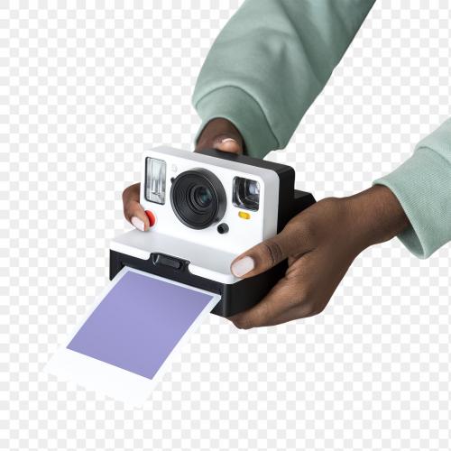 Hands holding an instant camera transparent png - 2054369