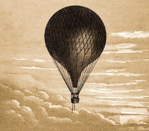 Floating balloon vintage illustration vector, remix from original painting. - 2266818