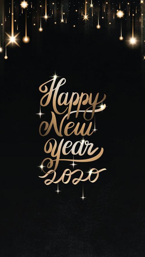 Happy New Year black greeting card template vector - 1234393