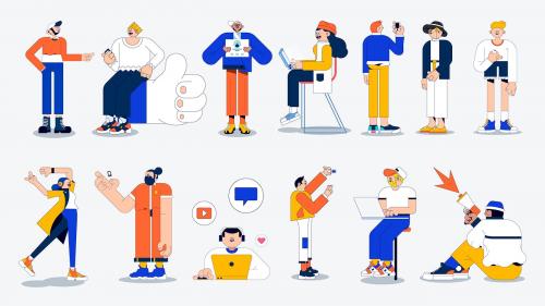 Illustration of diverse people on social media vector - 2018007