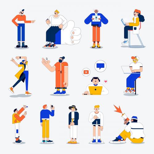 Illustration of diverse people on social media vector - 2018018