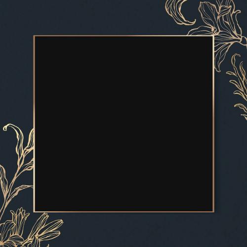 Rectangle gold frame with floral outline vector - 2019695