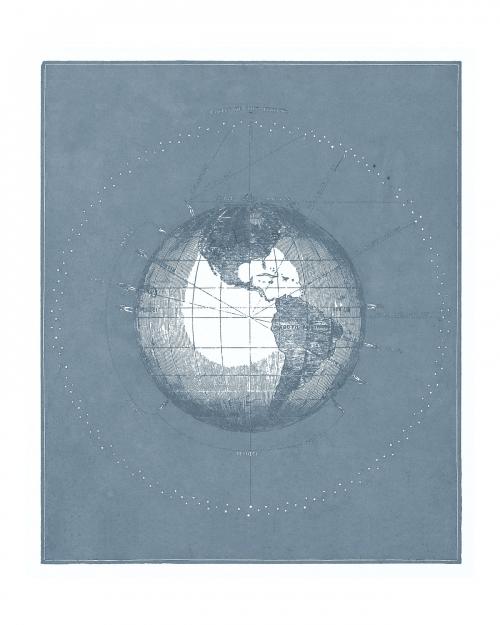Definition of a planet vintage illustration wall art print and poster design remix from original artwork. - 2266961