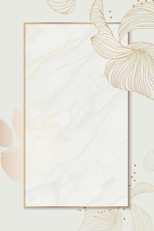Golden floral rectangle frame vector - 2027213