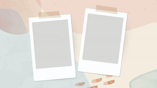 Blank instant photo frames on neutral watercolor background vector - 2030233