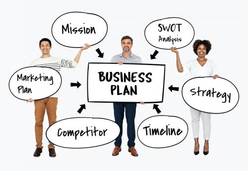 Diverse team with a business plan - 491253