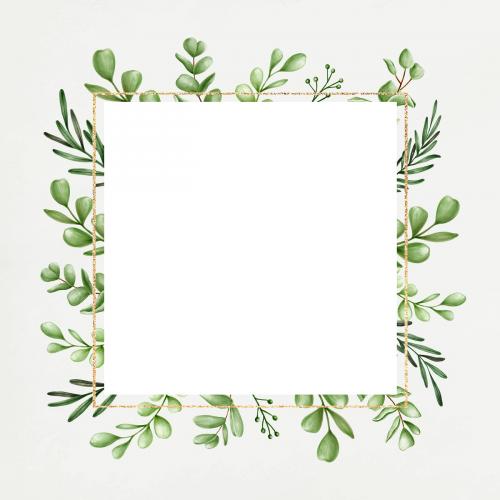 Green floral frame vector - 2032817