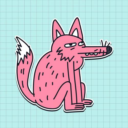 Hand drawn pinky wolf sticker vector - 2033532