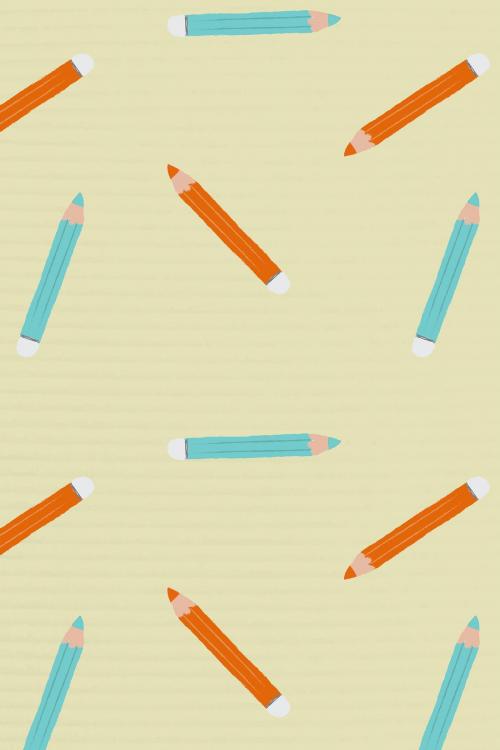 Hand drawn red and blue pencil pattern on yellow background vector - 2033539