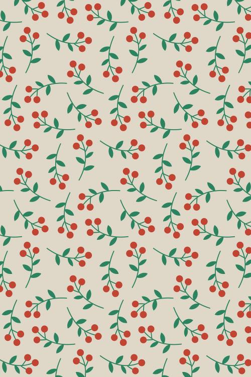 Hand drawn red berry pattern background vector - 2033558