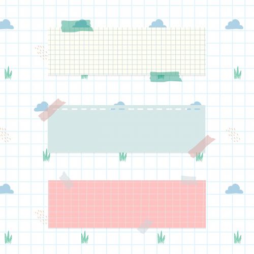 Pastel notepapers on cloud pattern background vector - 2033576