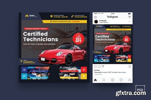 Car Repair Services Square Flyer & Instagram Post