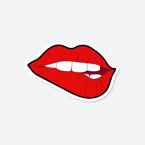 Red sexy lips sticker vector - 2034573