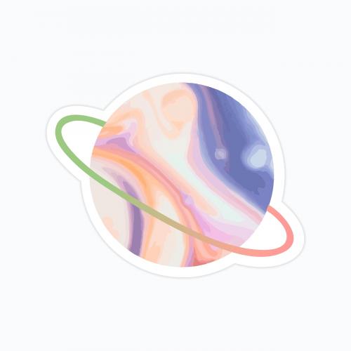 Cute planet with a ring system vector - 2034660