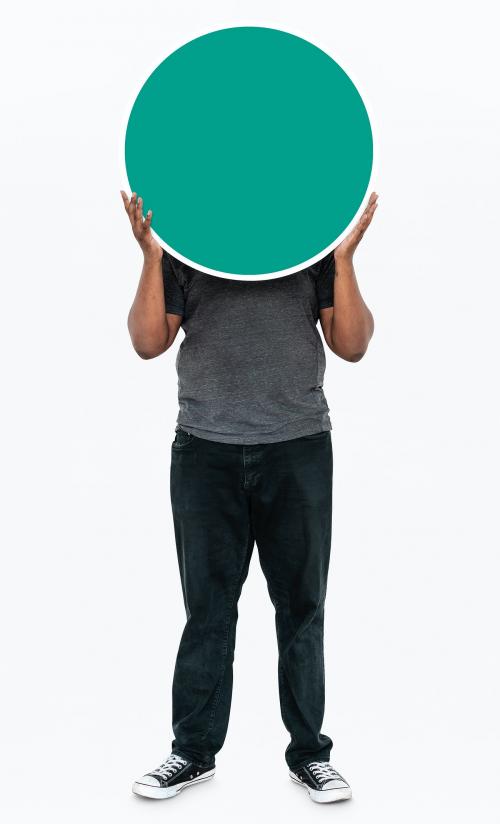 Man holding an empty round board - 477594