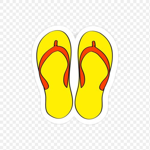 Illustration of yellow flip flops on transparent background - 2034671