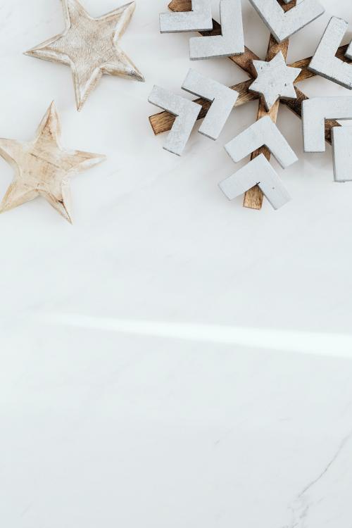 Wooden snowflake and stars background - 2035797