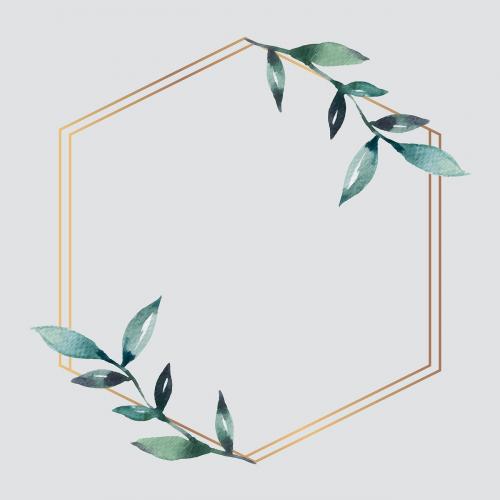 Leafy golden hexagon frame social ads template vector - 2037245