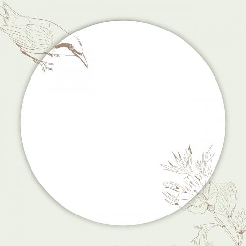 Round bird and floral frame social ads template vector - 2042011