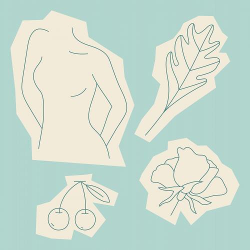 Feminine line art collection vector - 2044477