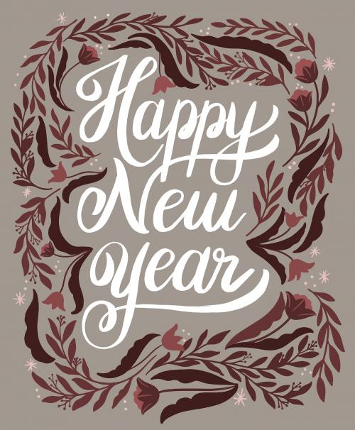 Happy new year greeting card design vector - 1229800