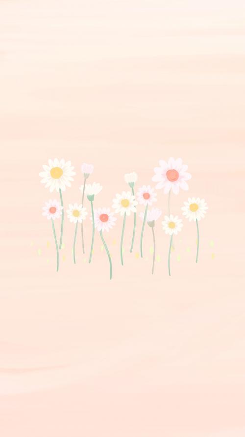 Hand drawn daisy mobile phone wallpaper vector - 1229955