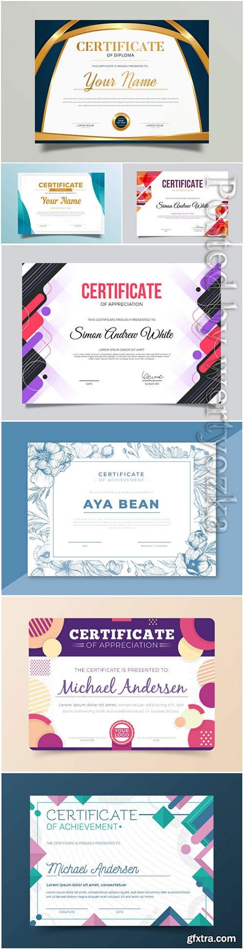 Certificates and diplomas templates in vector