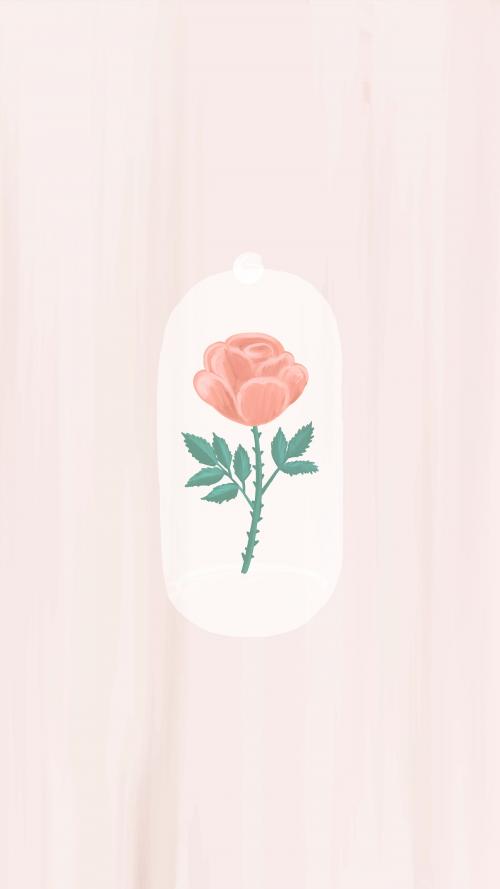 Hand drawn rose mobile phone wallpaper vector - 1230004