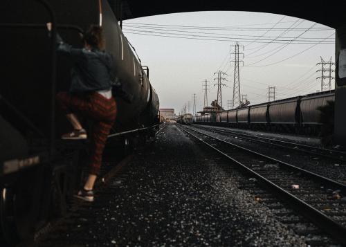 Girl at the LA railorad tracks - 2263174